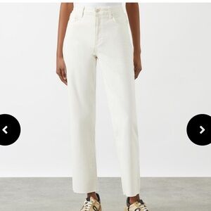 Paige Stella Raw Hem Straight Leg Jeans in White Size 23